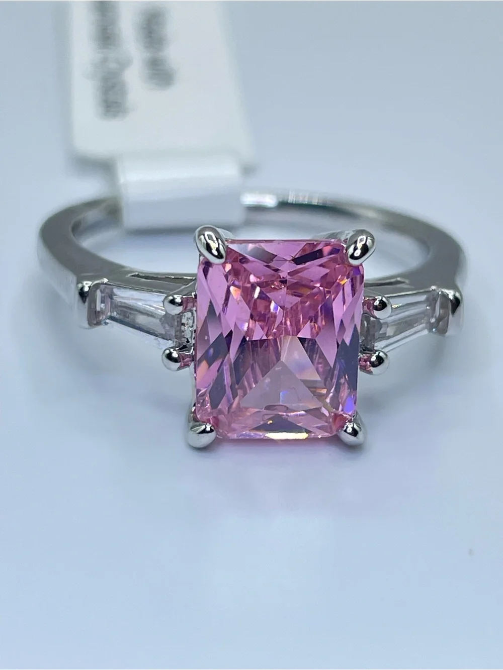 Swarovski Crystals Elements Pink Crystal Solitaire Glam Cocktail Ring Sz 10